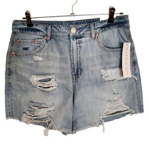 Madden Girl Destroyed Denim Beeker Boyfriend Lightwash Cut Off Shorts Size 30